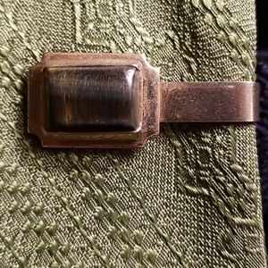 Mens TIGERS EYE tie clip ~sharp!~